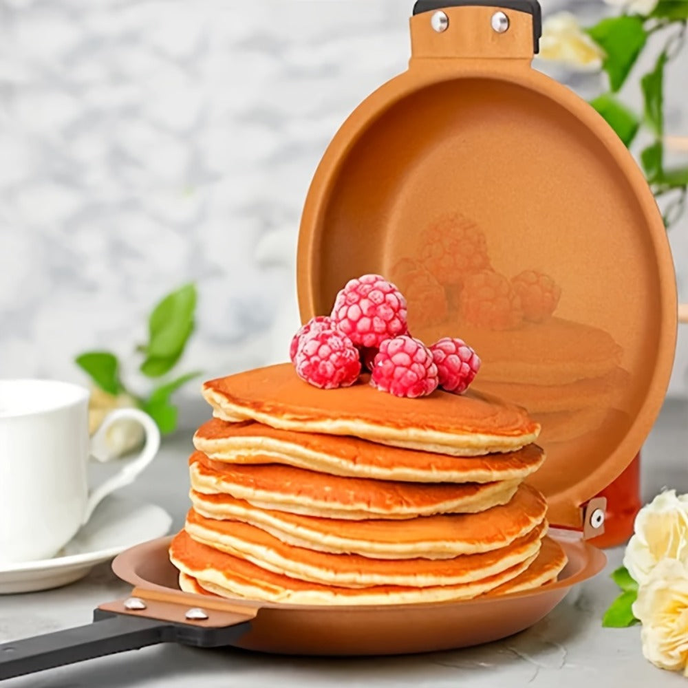 Double-Sided Non-Stick Omelette Pan ¨C Reversible Flip Skillet for Fluffy Pancakes, Omelets & Italian Omelettes | Dishwasher Safe, Indoor & Outdoor Cooking, Camping Kitchen Essentials