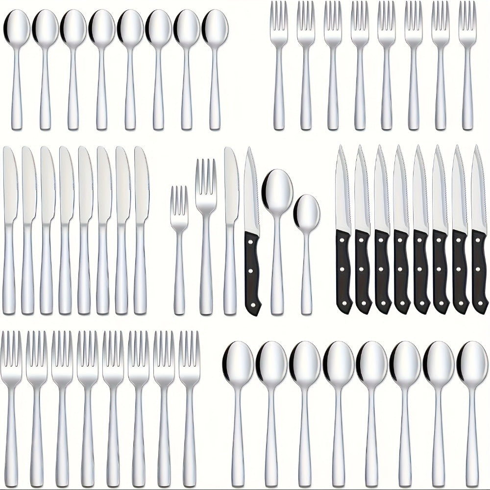 Stainless Steel Flatware Set, Mirror-Polished Cutlery Set for Home & Hotel, Gift Box Included, Dishwasher Safe Silverware for Parties, Weddings & Banquets