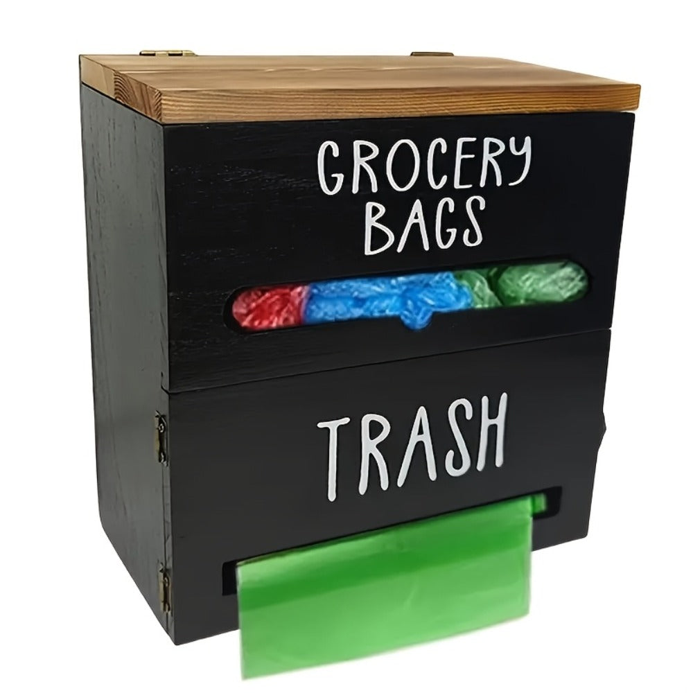 Garbage Bag Dispenser Wall Mount, Under Sink Organizer, Trash Bag Holder with Pull-Out Access, Kitchen Bag Storage Rack for Shopping Bags & Tissues, Space Saving Cabinet Organization