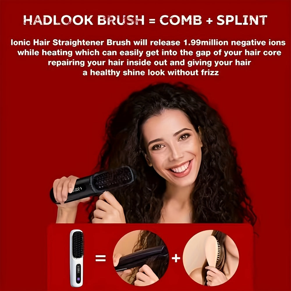 Cordless Mini Hair Straightener Wireless Flat Iron USB Rechargeable 2000mAh 3-Speed Adjustable Temp LED Display Professional Styling Smooth Shiny Hair Travel Home Black White
