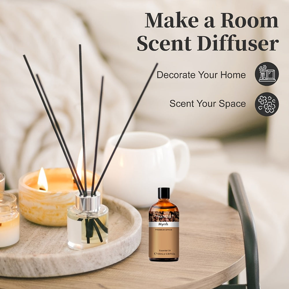 Myrrh Essential Oil 100ml ¨C Pure Undiluted Therapeutic Grade Natural Oil for Diffuser, Humidifier, Candle Making & Skincare | Long-Lasting Aroma, No Additives