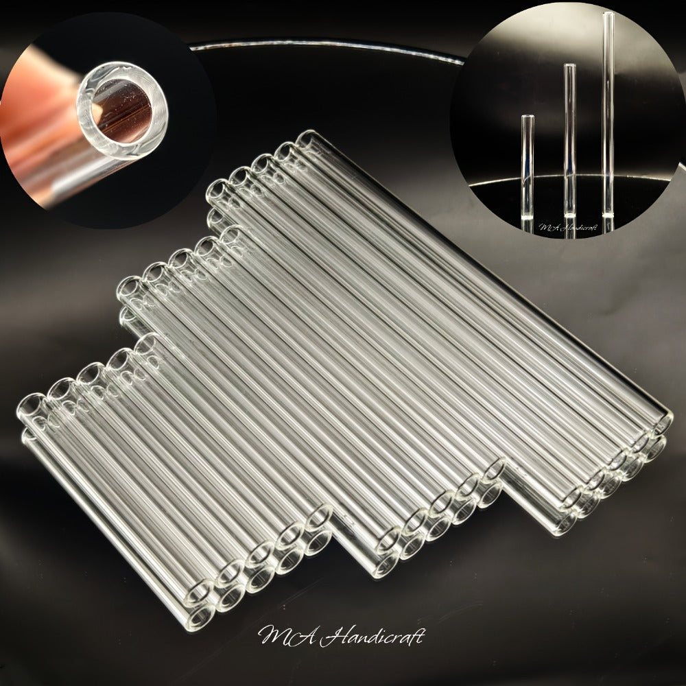 Borosilicate Glass Straws 10pcs Reusable Clear 12mm Wide, Heat Resistant 150¡ãC Dishwasher Safe, Glass Drinking Straws for Hot Cold Drinks Coffee Tea Smoothies Juice, 3 Sizes Available