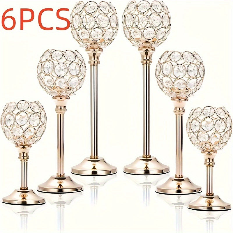 Crystal Candelabra Centerpiece ¨C Gold & Silver Taper Candle Holders for Wedding, Anniversary, Candlelit Dinner, Birthday & Party Table Decor, Home & Hotel Decoration, 3-Pack & 6-Pack (Candles Not Included)