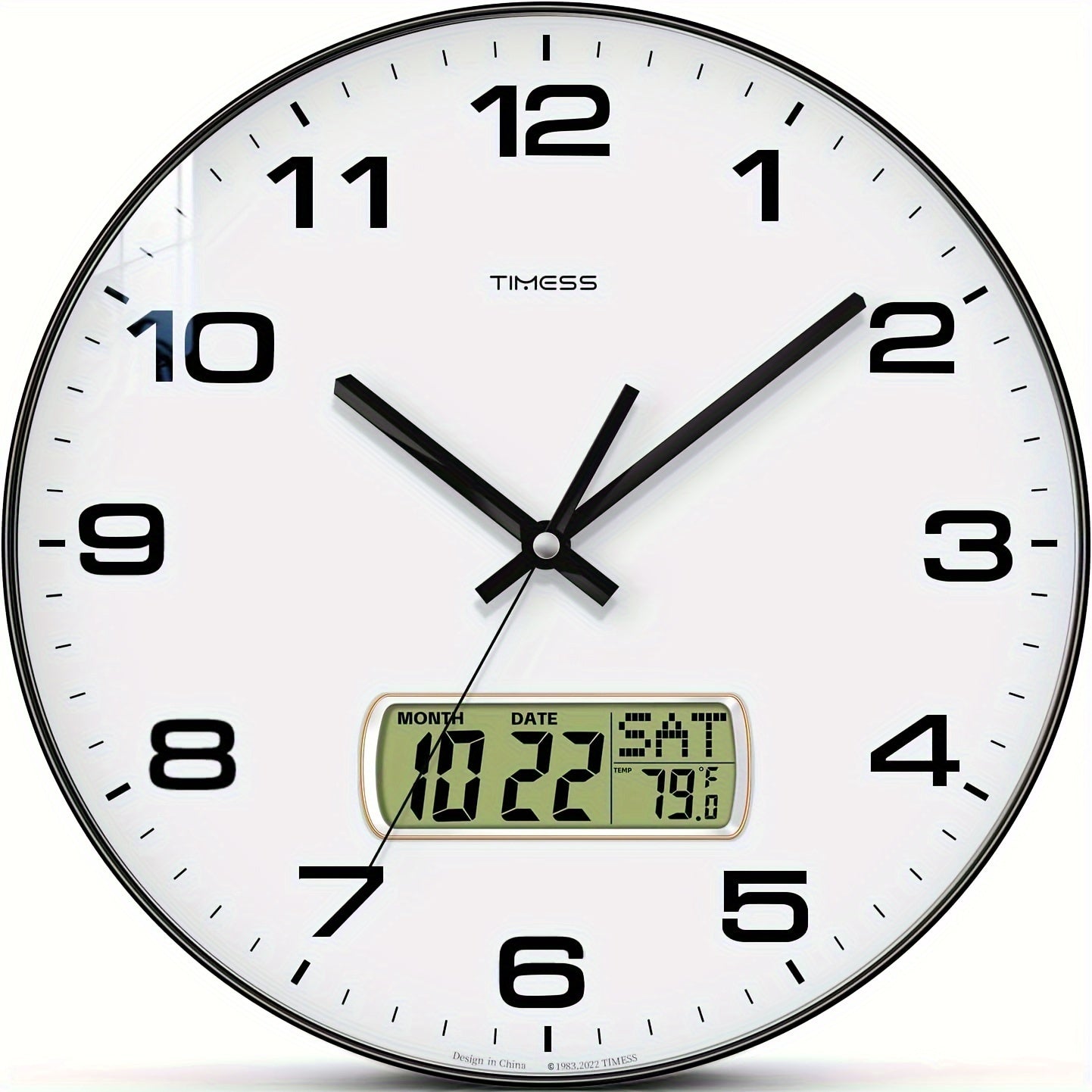 Silent Wall Clock Round Analog 10/12 Inch ¨C Battery Operated, Calendar & Temperature Display, Non-Ticking Quiet Movement for Bedroom, Office & Living Room, Multiple Colors