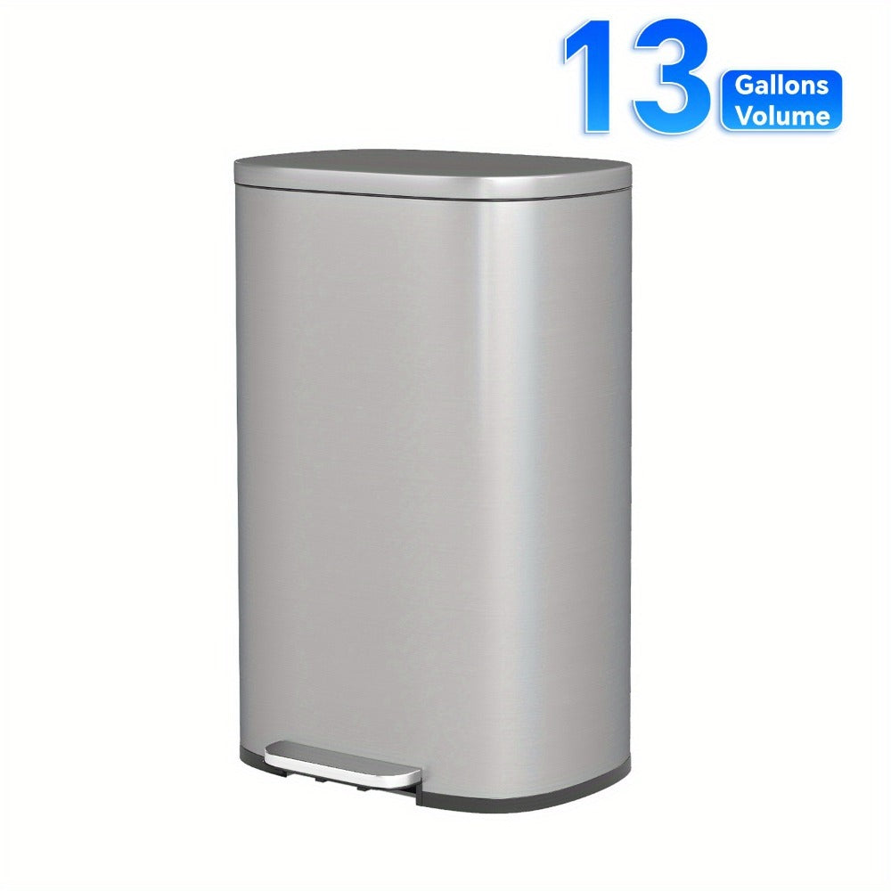 Stainless Steel Trash Can with Pedal & Removable Inner Bucket Fingerprint-Proof Kitchen Garbage Can with Hinged Lid ¨C 5L / 30L / 50L / 13 Gallon for Kitchen, Home & Office