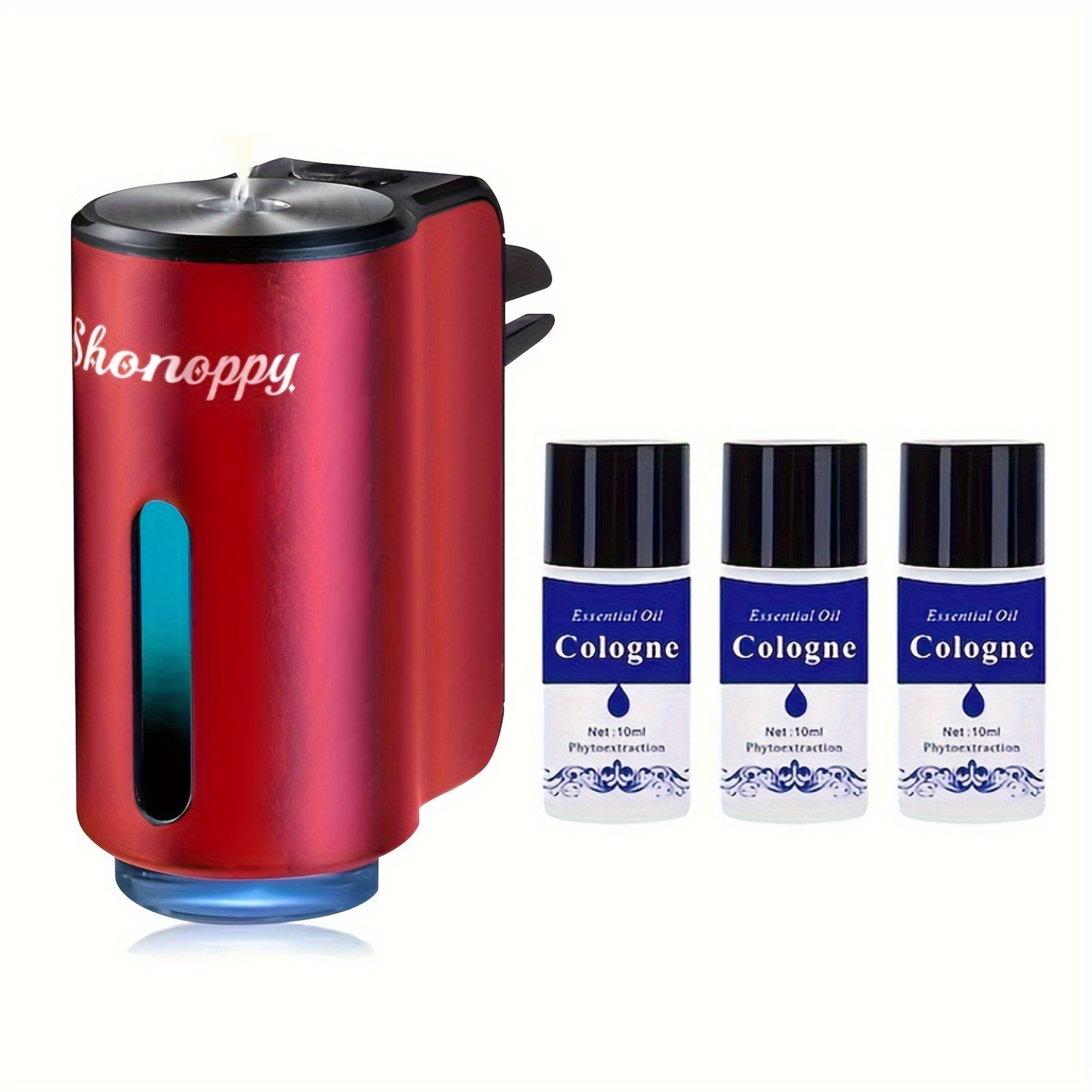 Car Air Freshener Diffuser USB Aromatherapy Humidifier with 3 6 10 Bottles Essential Oils 0.34oz Adjustable Fragrance Output Vehicle Scent Diffuser Gray Blue Red