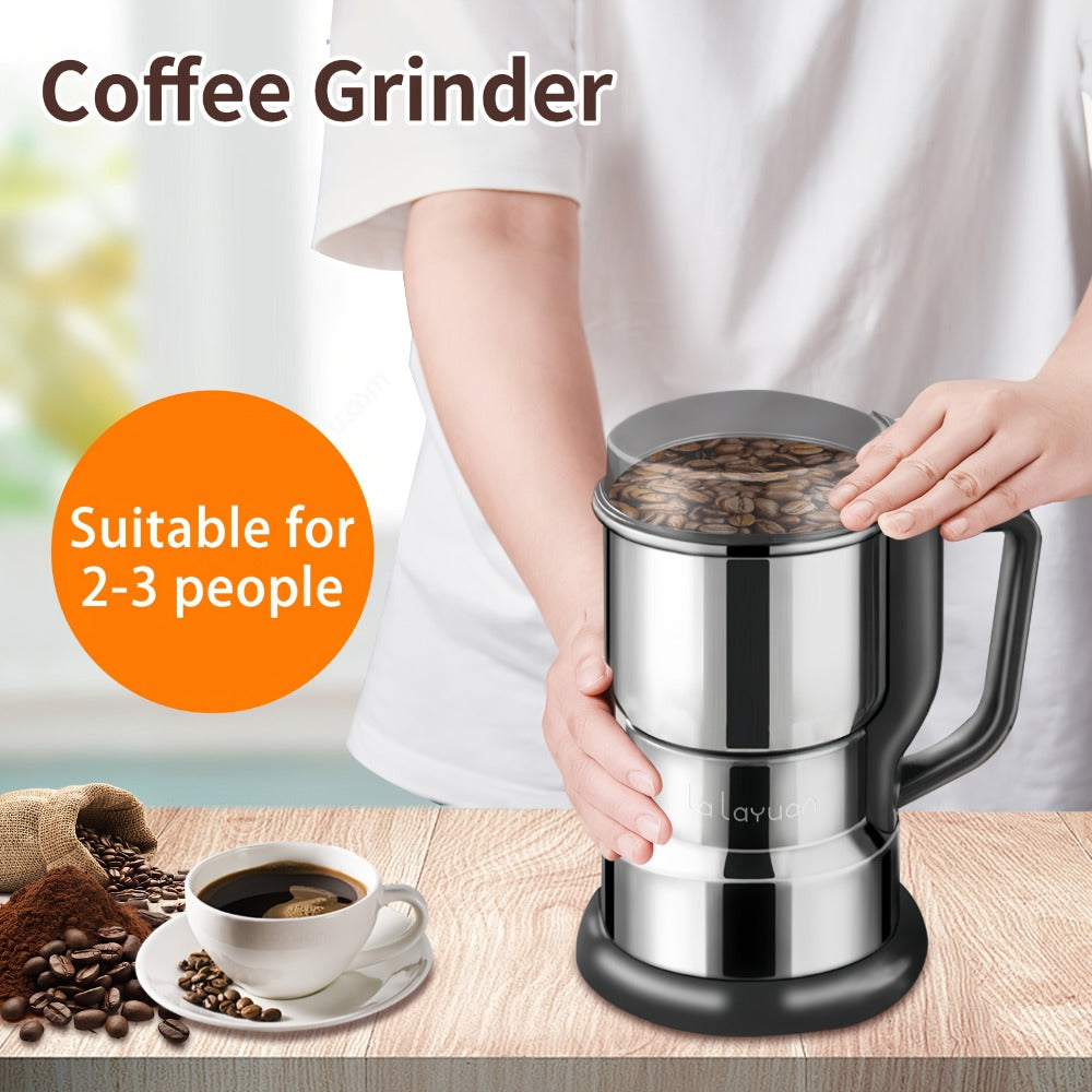 Coffee Bean Grinder 300W 8-Blade Stainless Steel 400g 14oz Large Capacity Up to 36 Cups 10-Second Fast Grinding Spice Grain Nut Dry Food Processor One-Touch Button