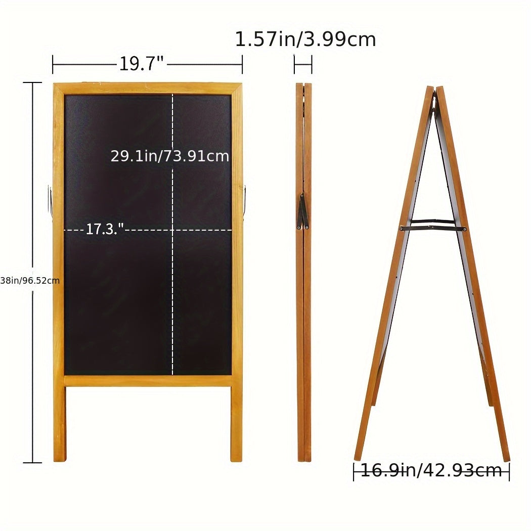 A-Frame Chalkboard Sign Double Sided Magnetic Wooden Standing Blackboard Menu Display Board for Restaurant Coffee Shop Bar Sidewalk Sandwich Board 39x20 Inch