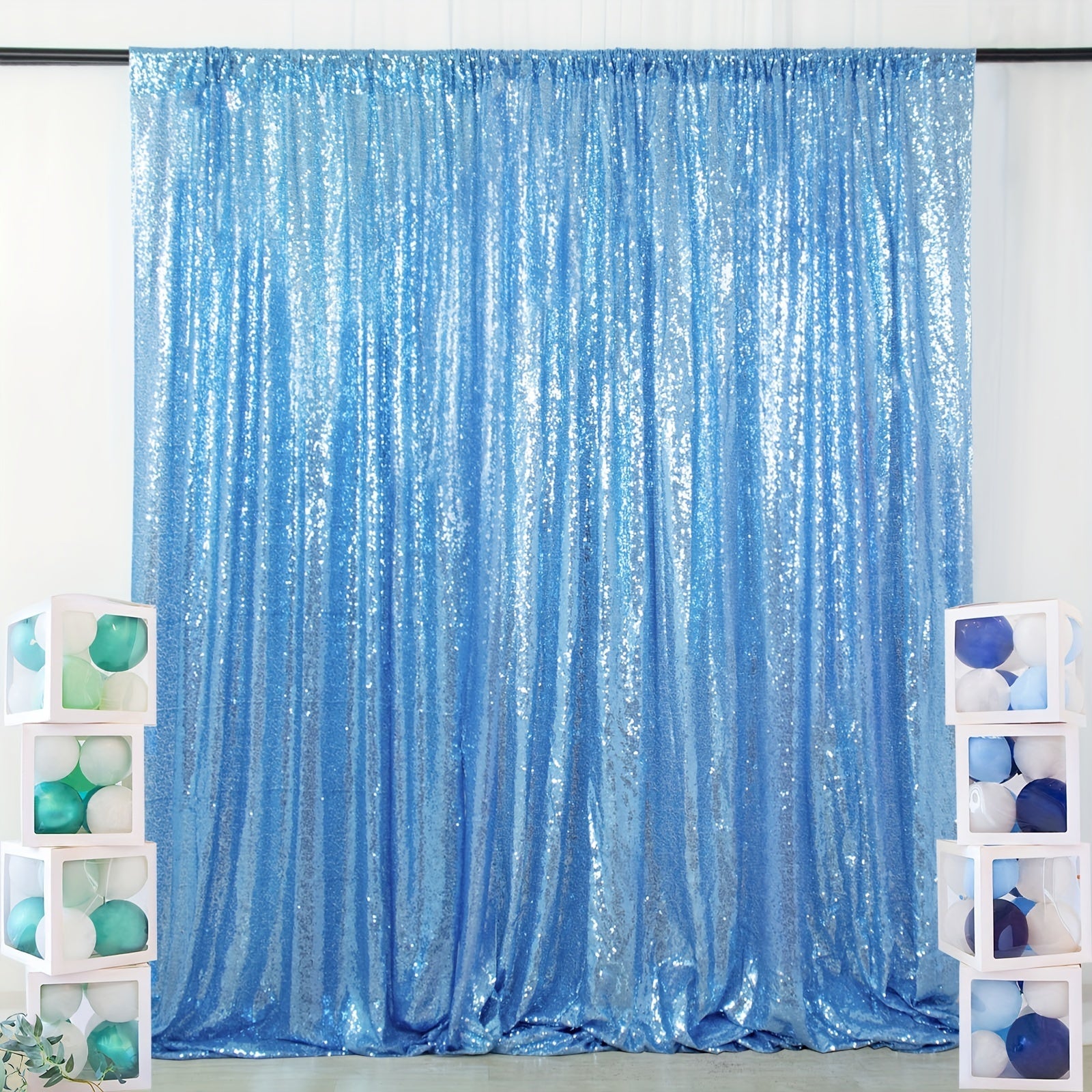 Sequin Backdrop Curtain for Party Wedding - 4x8ft Shimmering Glitter Curtain for Birthday Photo Booth Stage Decoration, Easy Hang, Multi-Color