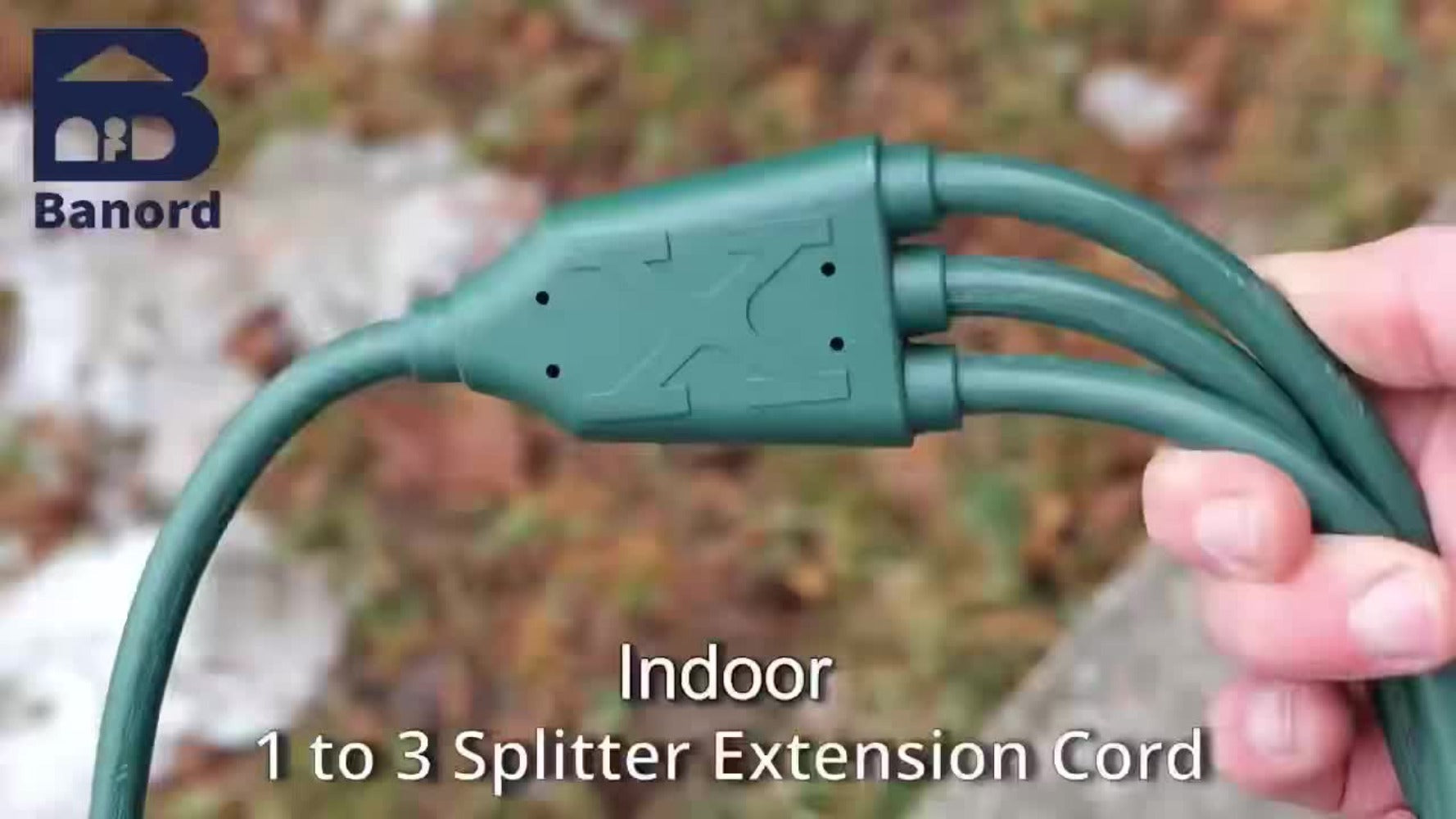 Extension Cord Splitter 1 to 3 Outlets 25FT 50FT 16/3 SJTW Pure Copper Core UV-Resistant PVC Jacket 3 Grounded Outlets for Holiday Decoration Christmas Lights Outdoor Indoor Patio Garden Black Green