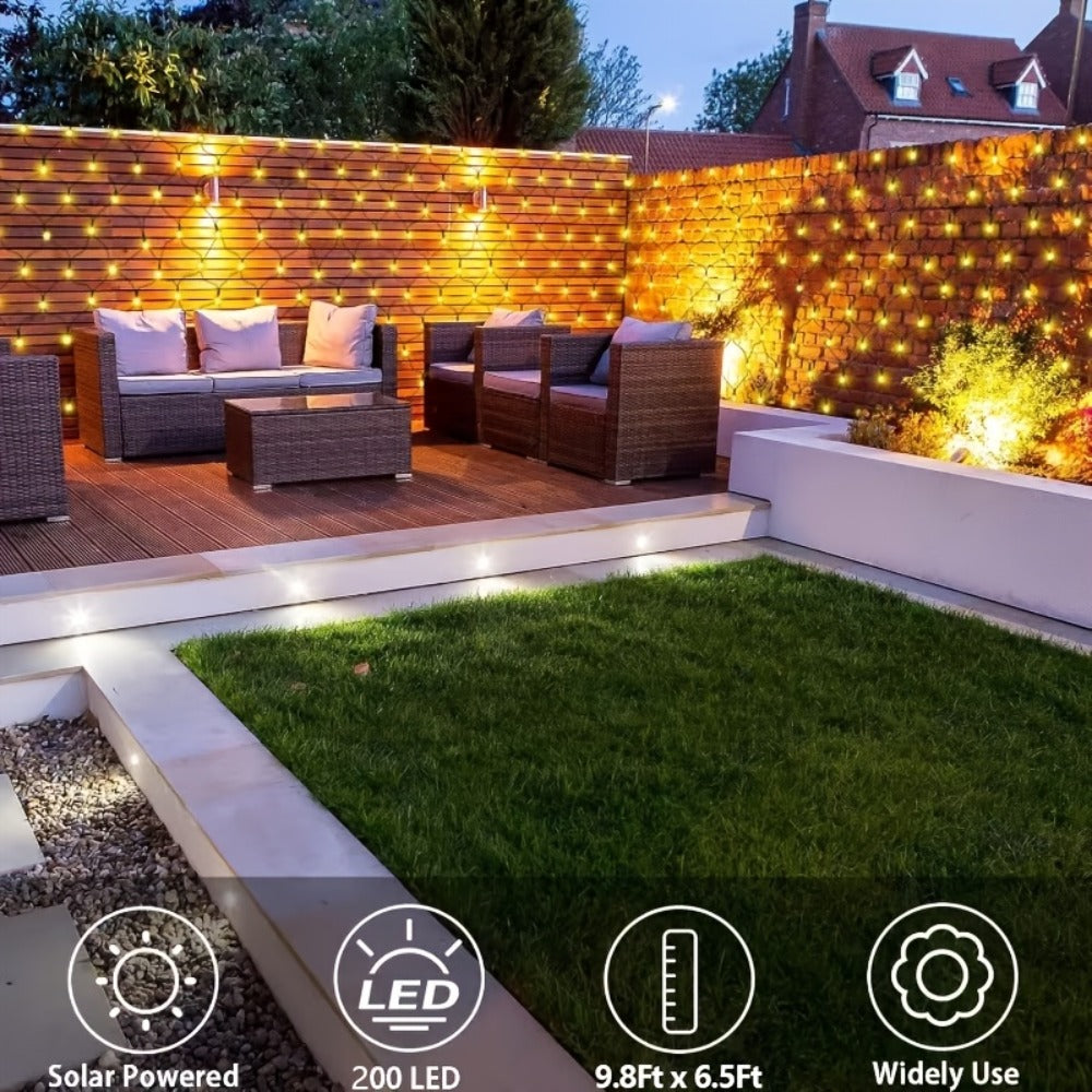 Solar Net Lights Outdoor 11.8ft x 5ft | 100 200 360 LED Mesh Bush Lights Auto On Off | Solar Powered Garden Fairy Lights for Tree Fence Backyard Decor Warm White White RGBY