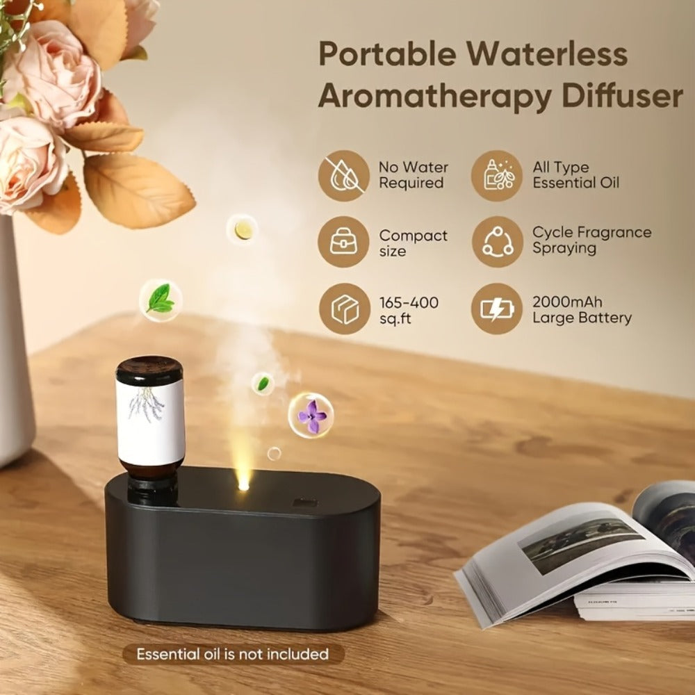 Essential Oil Diffuser Waterless Aroma Diffuser ¨C USB Mini Humidifier, 3 Misting Modes, Color LED Lights, Auto Circulation for Home, Office & Car