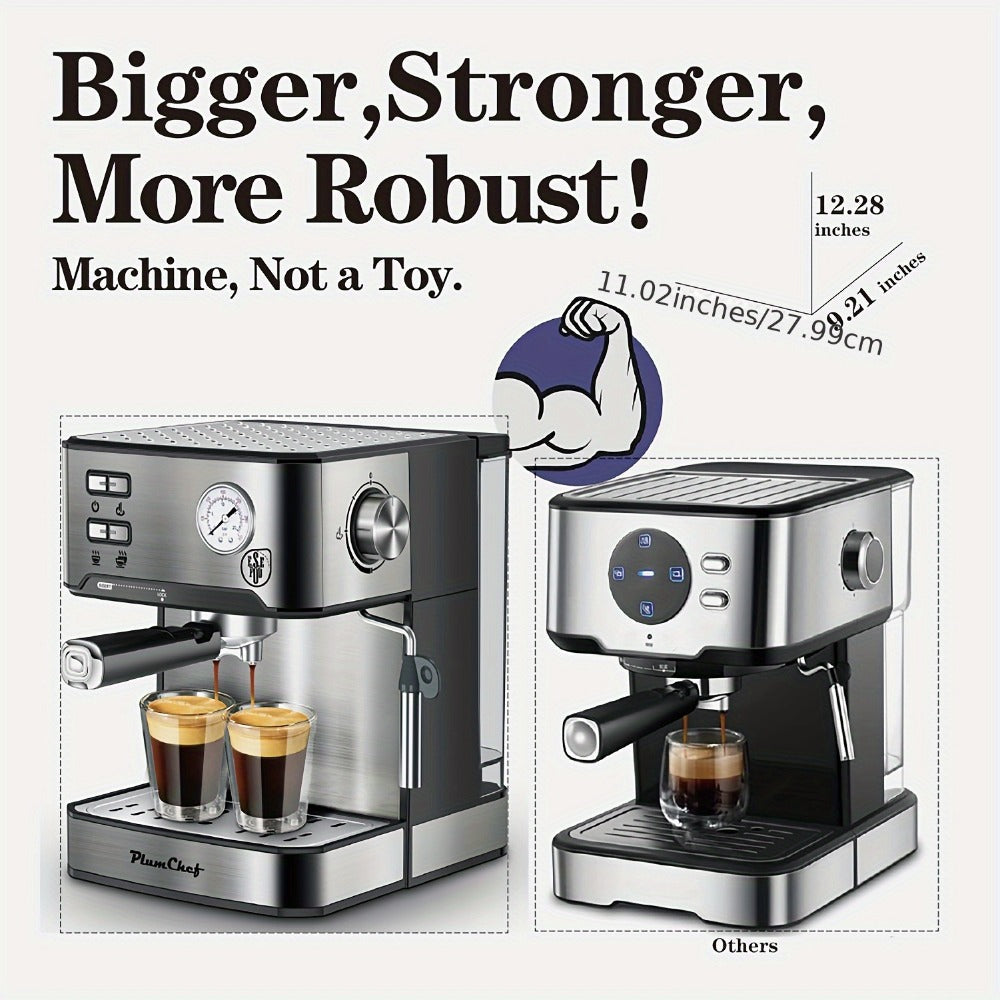 20 Bar Espresso Machine 950W ¨C Stainless Steel Espresso & Cappuccino Latte Maker with Steam Wand Milk Frother, 49.03oz Water Tank, ESE Pod Filter, Home Barista Coffee Machine ¨C Black, Pressure Gauge