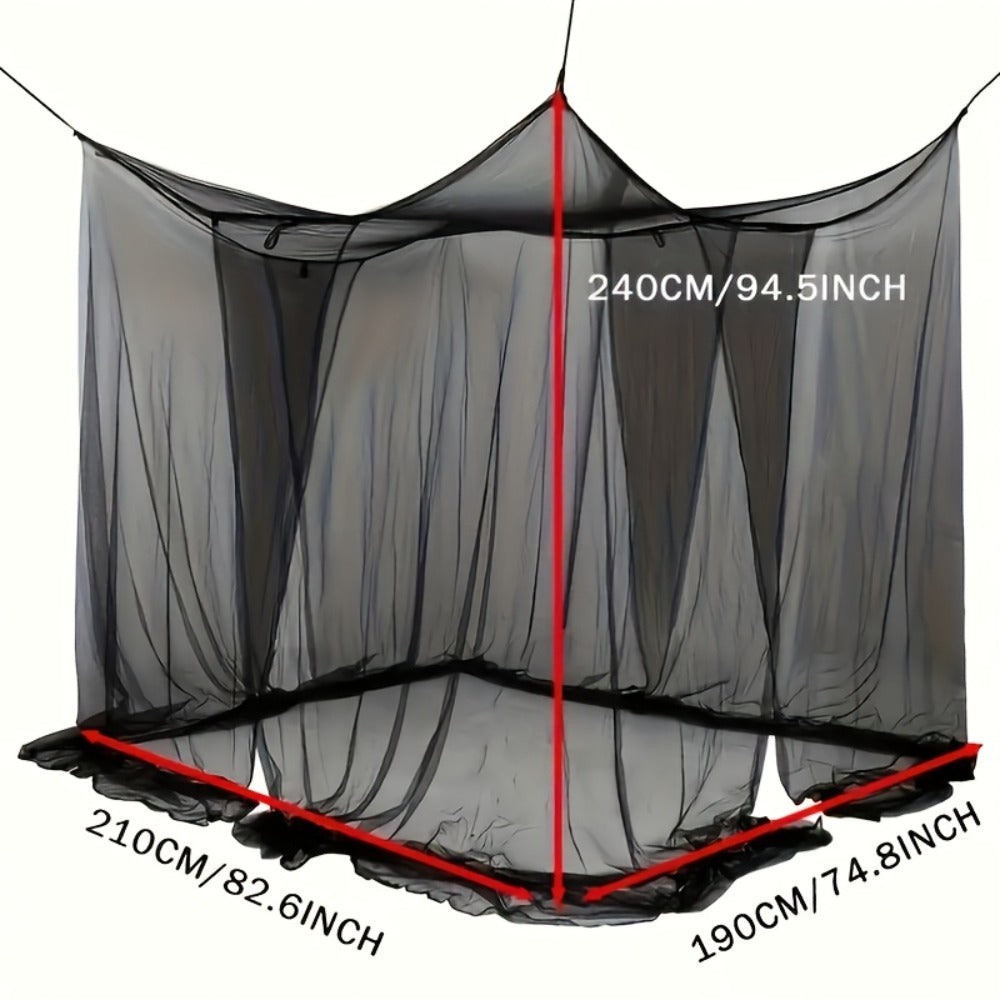 Bed Canopy Mosquito Net - Princess Canopy for Beds with Curtains, Sheer Bed Drapes for Indoor Outdoor Use, Gothic Black Boho Decorative Bed Tent, Girls Bedroom Decor, White Multicolor Black