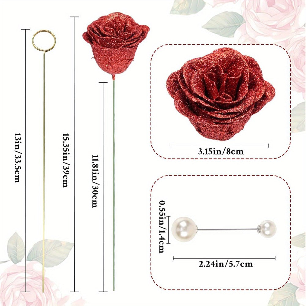 Artificial Flash Rose Bouquet 24/36 Pcs ¨C Simulation Shiny Fake Roses for Wedding, Engagement, Anniversary & Holiday Decorations, Multiple Colors