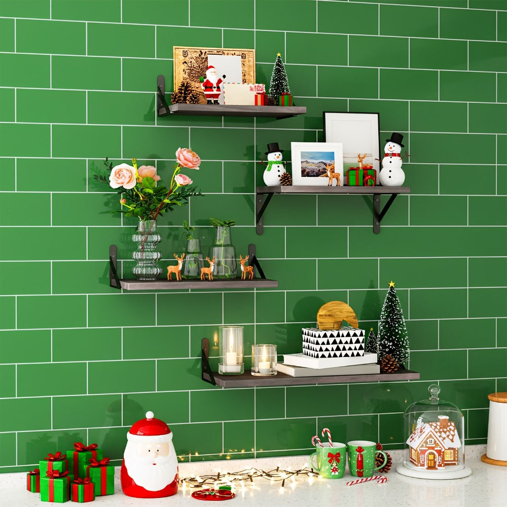 Floating Shelves Wall Mounted 4-Pack ¨C Decorative Wall Shelves for Bedroom, Living Room, Bathroom & Plants, Home Storage Display Shelf for Books, Decor & Accessories, 4 Color Options