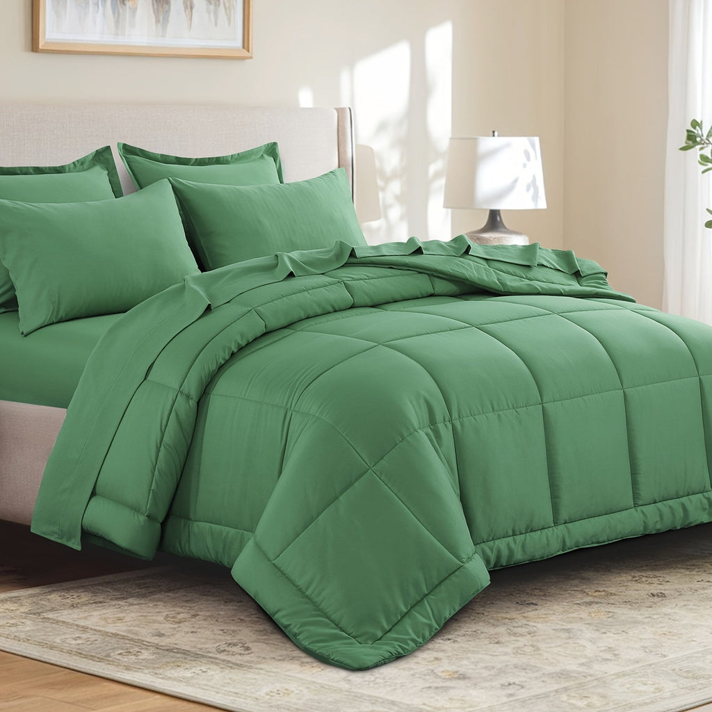 7 Piece Comforter Set Luxury Soft Fluffy Bedding All Season Bed in a Bag with Comforter Fitted Sheet Flat Sheet Pillowcases Hypoallergenic Breathable Easy Care Queen King Twin XL Full