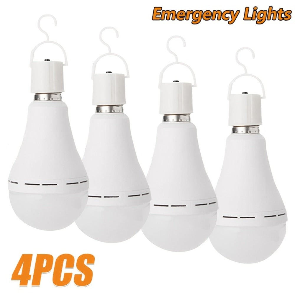 Rechargeable Emergency LED Bulb IP54 Waterproof 2000mAh 60W Equivalent 6000K with Hook ¨C E27 E26 Universal Base Wireless Portable Auto-On for Home Office Camping Outdoor Power Outage, 4 8 10 12 Pack