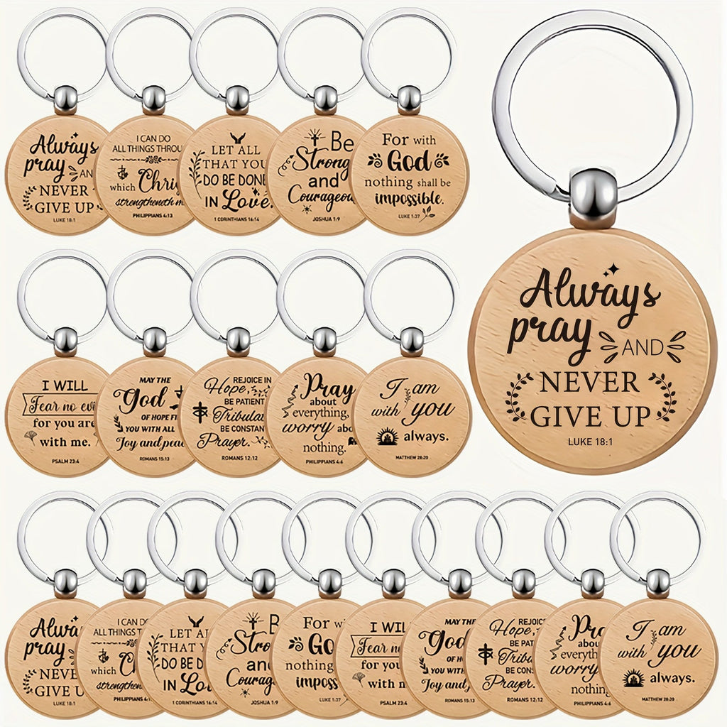 Bulk Wooden Bible Verse Keychains 100pcs Religious Christian Inspirational Keychains Rustic Engraved Thank You Gifts for Women Men Teachers Students Party Favors Christmas Back to School