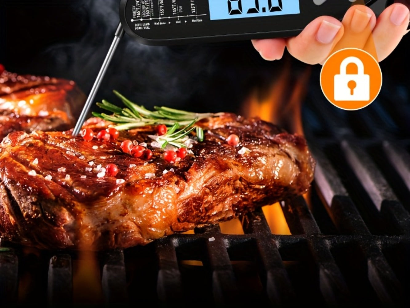 Instant Read Meat Thermometer with Dual Probes Backlit LCD Digital Cooking Thermometer Fast 3-Second Read Calibration Alarm BBQ Grill Oven Smoker Oil Candy Kitchen Food Thermometer Gift