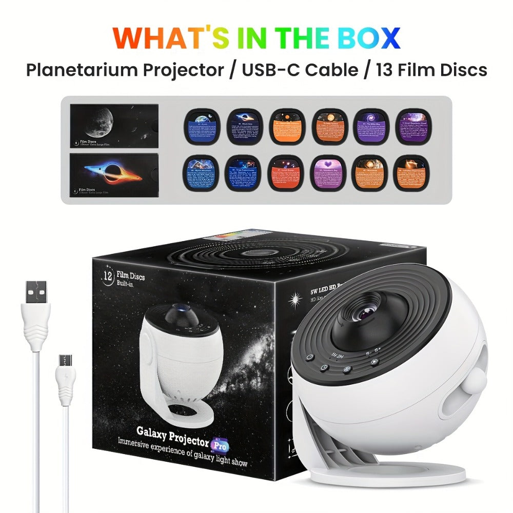 Galaxy Earth Projector Lamp 4K HD with 13 Film Cards Globe Night Light Projector for Bedroom - Star Galaxy Projection Table Lamp for Home Decor, Kids Room, Ambient Lighting & Gift