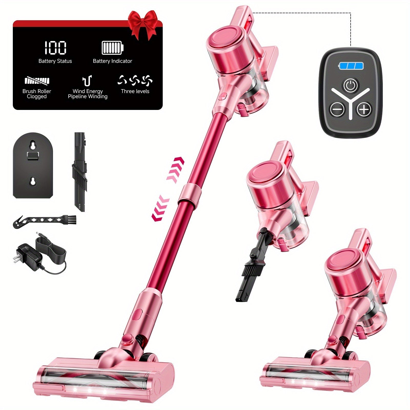 Cordless Vacuum Cleaner 55KPa 8-in-1 Stick Vacuum with LED Light 180¡ã Swivel Lightweight Wireless for Hardwood Carpet Pet Hair Stairs Car Sofa Home Office