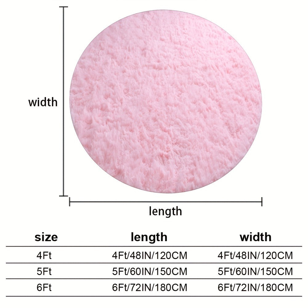 Round Shaggy Plush Rug ¨C Soft Fluffy Circular Carpet for Bedroom & Living Room, Easy Clean