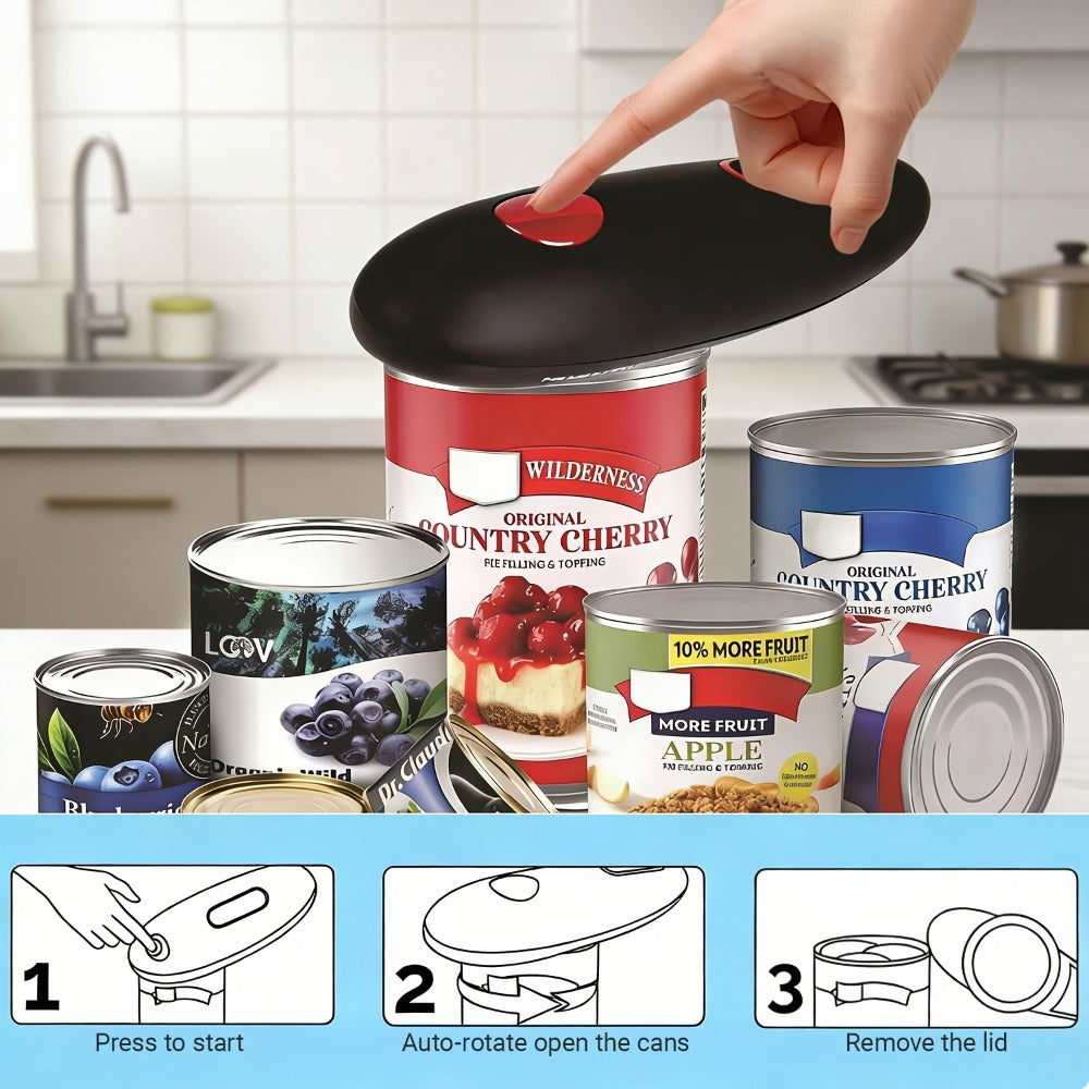 Electric Can Opener Automatic One Touch - Battery Powered Hands-Free Smooth Edge Safe Opener for Seniors Arthritis Weak Hands, Portable Kitchen Gadget for Home Camping RV, Great Gift Idea