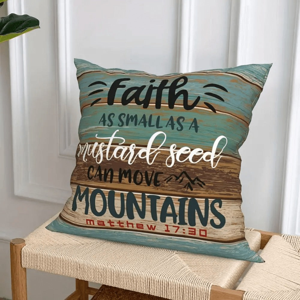 Throw Pillow Covers Scripture Quotes 4 Pack Decorative Linen Cushion Covers Inspirational Bible Verse for Sofa Couch Bedroom Living Room Home Decor 18x18 Inch No Insert
