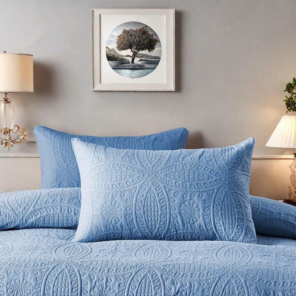 Quilt Set 2-3pcs ¨C Lightweight Microfiber Bedspread Coin Pattern Coverlet All Seasons Twin Full Queen King Cal King
