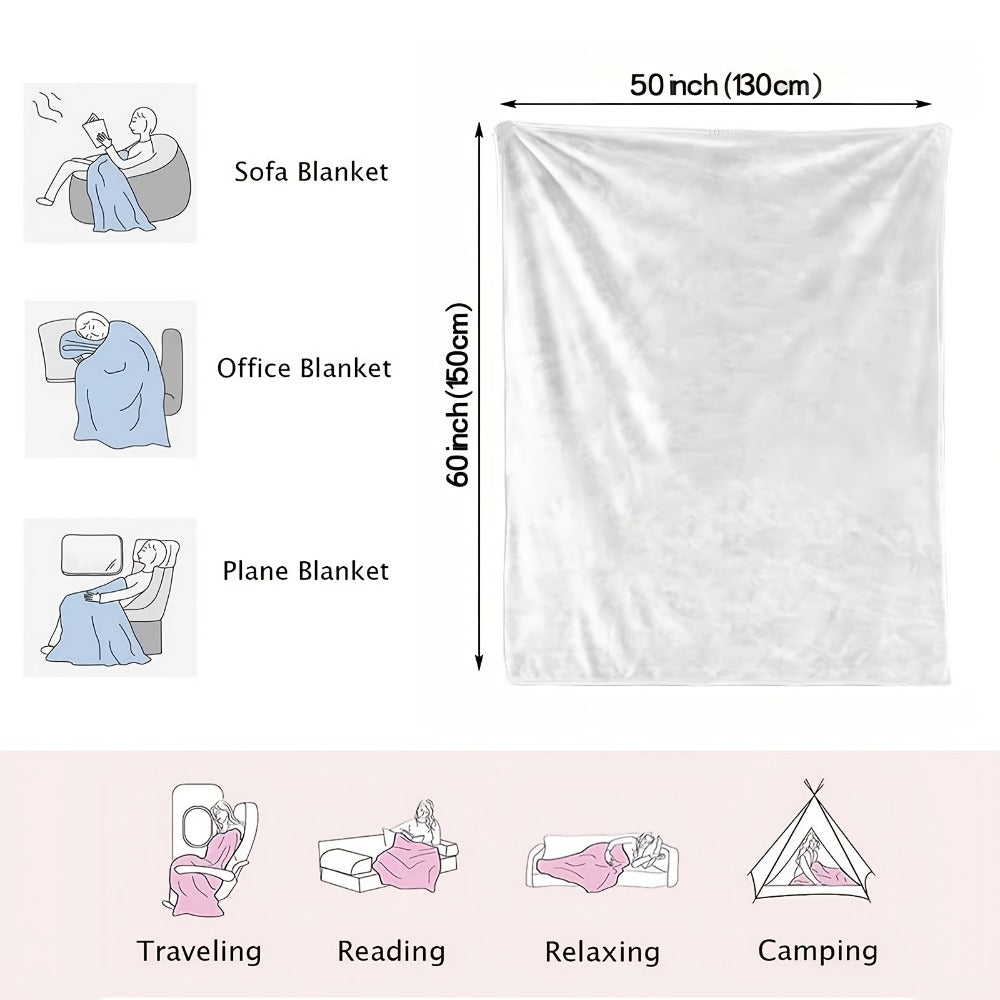 Floral Flannel Blanket ¨C 280gsm Soft Warm Elegant Flower Print Bedspread for Sofa, Bed & Living Room, Machine Washable, 3 Sizes