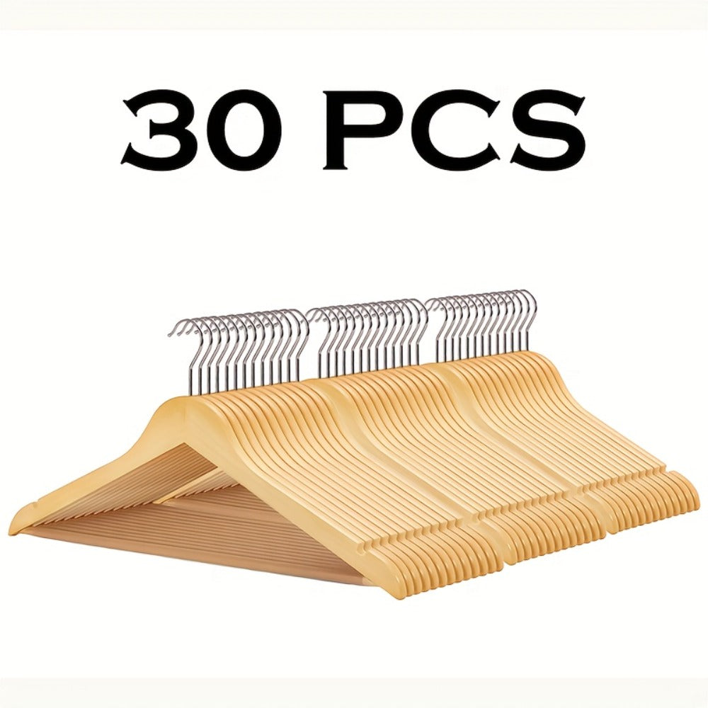 Solid Wood Clothes Hangers Heavy Duty ¨C 10/20/30 Pack Champagne Sturdy Wooden Coat Hangers for Jackets, Dresses & Heavy Coats | Space-Saving Wardrobe Hangers for Home, Office & Hotel Closet Organization