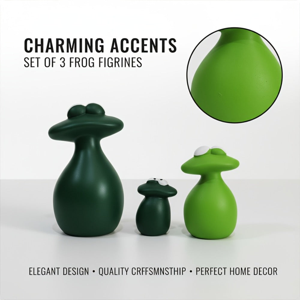 Resin Big Mouth Frog Figurines Set of 3 ¨C Cute Garden Courtyard Ornaments, Funny Parody Decor