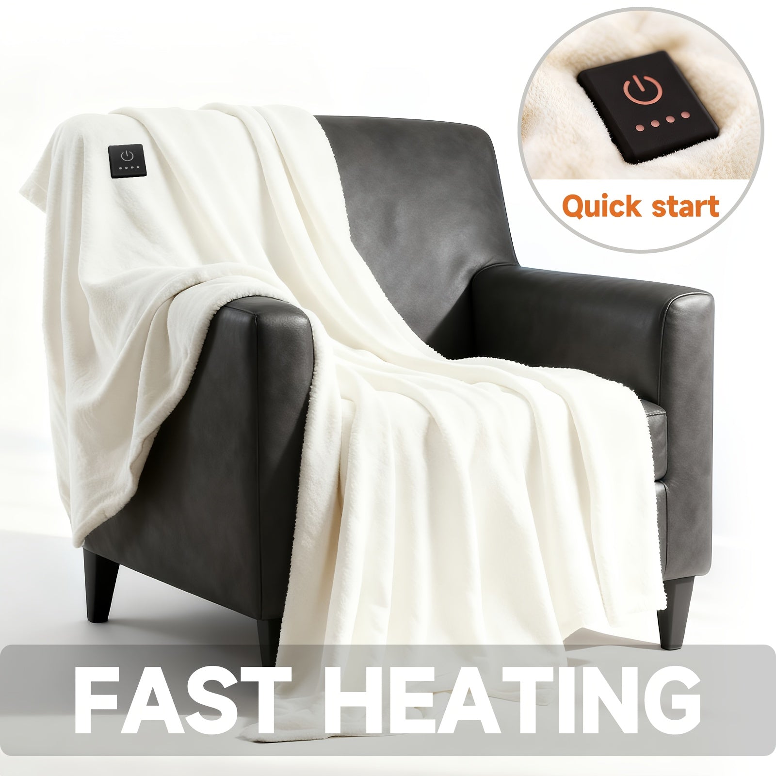 Dual Control Electric Heated Blanket with 10 Heat Levels - 10-Hour Auto Shutoff, Overheat Protection, Fast Heating, Soft Flannel, Machine Washable, 4 Sizes & 4 Colors, Bedroom Gift Blanket