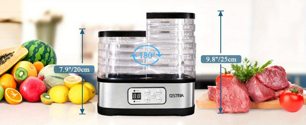 Food Dehydrator Machine 5 Tray BPA Free 240W LED Digital Touchscreen Adjustable Temperature 95-158F 72H Timer for Jerky Fruit Herbs Dog Treats Snacks Electric Food Dryer with Recipe Book