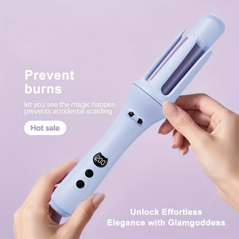 Automatic Hair Curler - One Button Electric Rotary Curling Iron with LED Display, 9-Speed Intelligent Temperature Control, Anti-Winding Anti-Scald Design, Portable for Travel & Home, Gift for Women