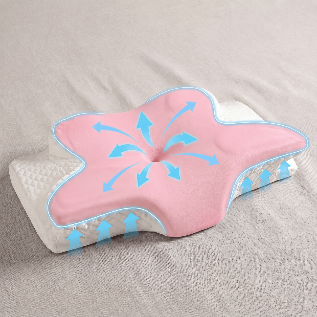 Cervical Neck Pillow for Sleeping - Butterfly Contour Memory Foam Ergonomic Support for Back & Side Sleepers, Slow Rebound Pressure Relief, Cervical Spine Alignment, Machine-Washable Cover, Multi-Color