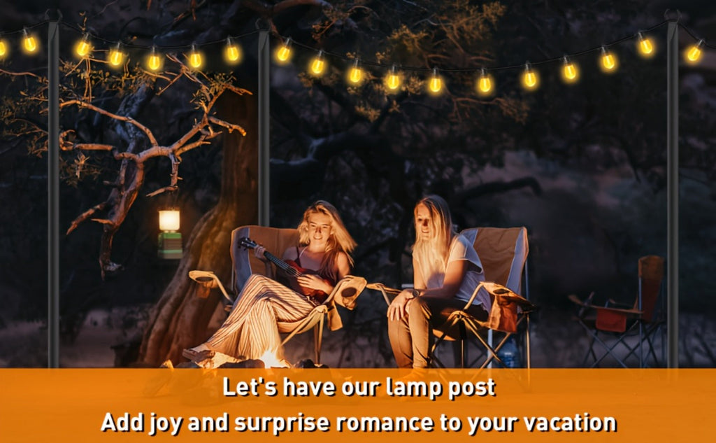 Outdoor String Light Poles 4 Pack - 11.1FT Heavy Duty Metal Forked Light Stand for Patio Backyard Garden Deck, Rustproof All-Season String Light Pole for Wedding Party Christmas Camping Decor