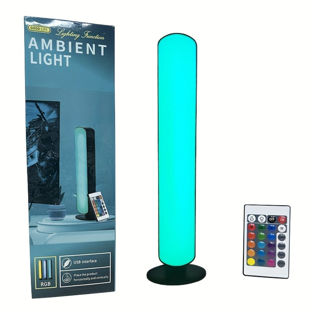 RGB LED Geometric Table Lamp with Remote Control - USB Powered Color-Changing Mood Light, Polished Metal End, for Bedroom TV Backlighting Gaming Party Decoration, Modern Design, Double Head