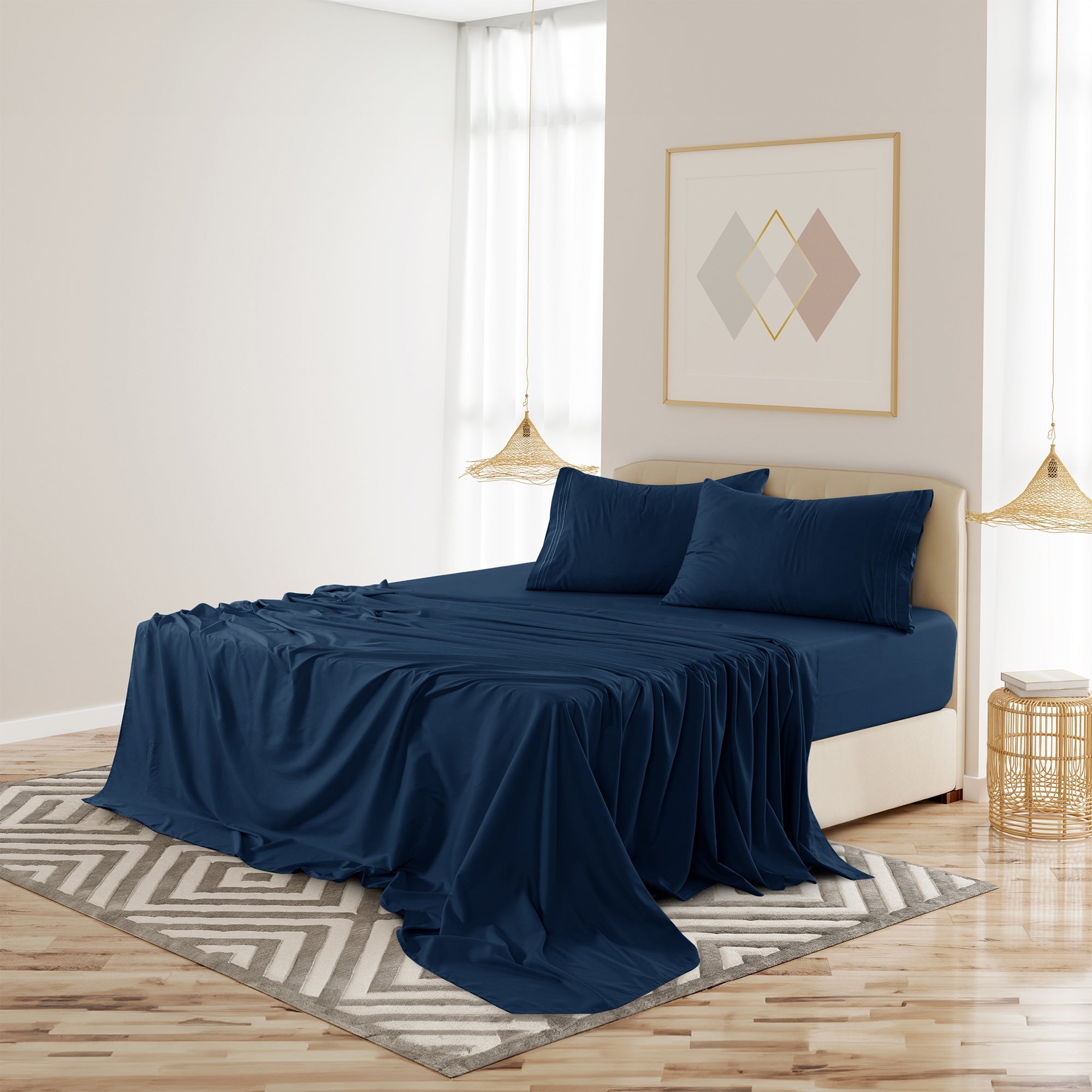 Microfiber Bed Sheet Set 4 Piece - Soft Breathable Deep Pocket 16 inch Fitted Sheet, Flat Sheet & Pillowcases, Wrinkle Fade Resistant Bedding for All Seasons Twin Twin XL Full Queen King Cal King, 24 Colors