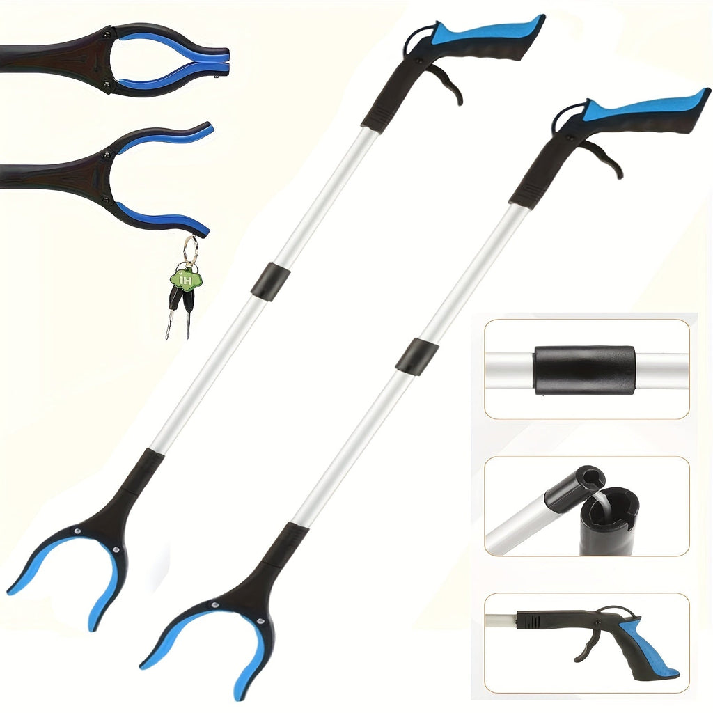 Grabber Reacher Tool 32 Inch Foldable Pick Up Stick 360¡ã Rotating Jaw Magnetic Tip Extra Long Heavy Duty Litter Picker Mobility Aid for Seniors Blue 2-Pack 4-Pack