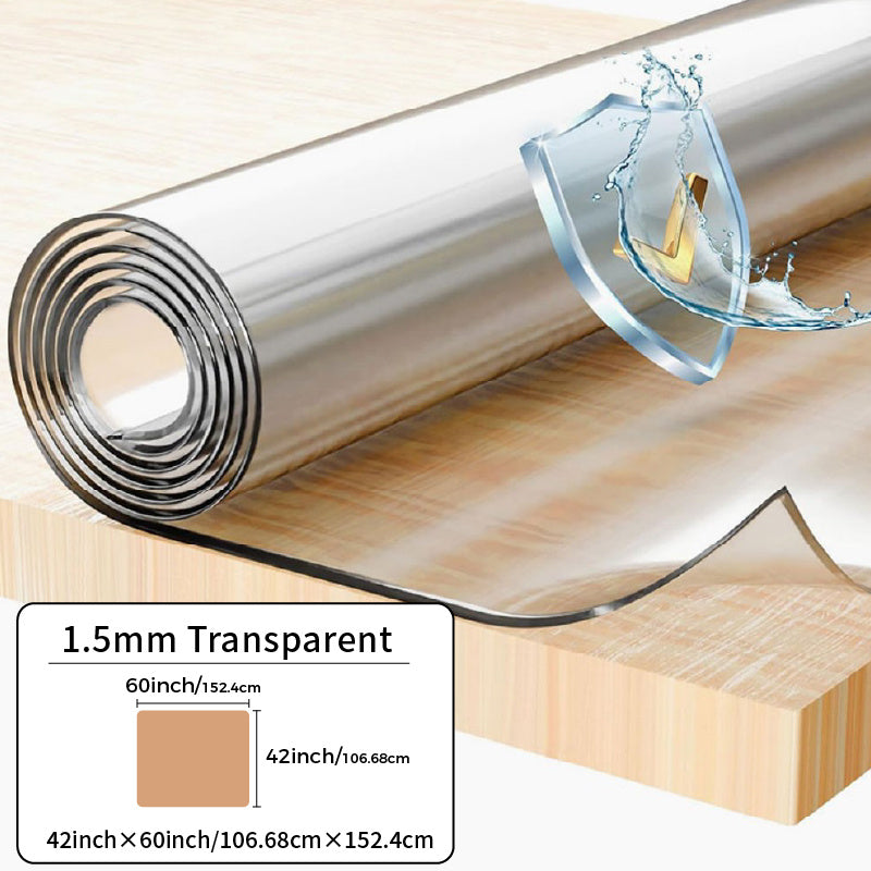 Clear PVC Tablecloth Table Protector 1.5mm Thick Transparent Table Cover Heat Resistant Scratch Resistant Waterproof Desk Mat for Dining Table Home Office Restaurant Coffee Table Multiple Sizes