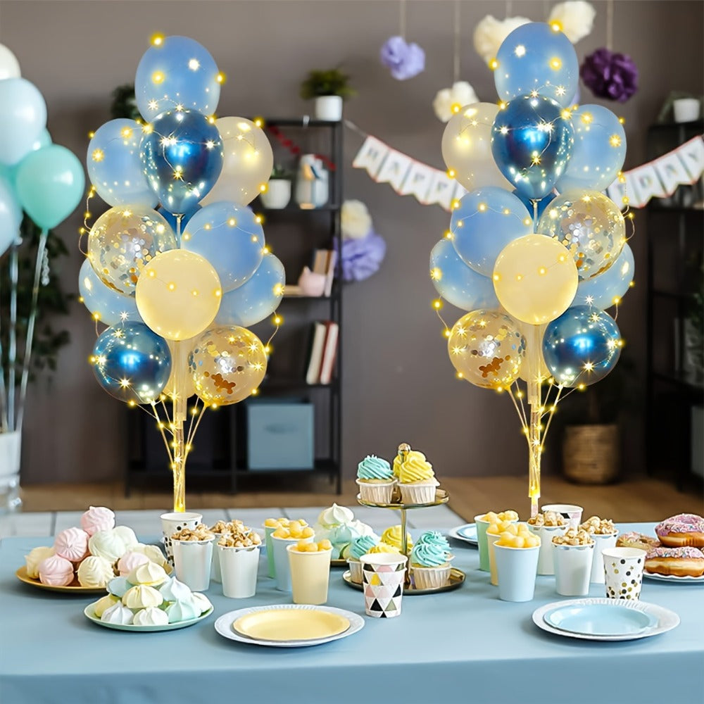 Balloon Holder Stand with LED Lights Floor Centerpiece 2 Sets Blue Balloon Stands for Wedding Birthday Party Decorations Take Off Party Supplies