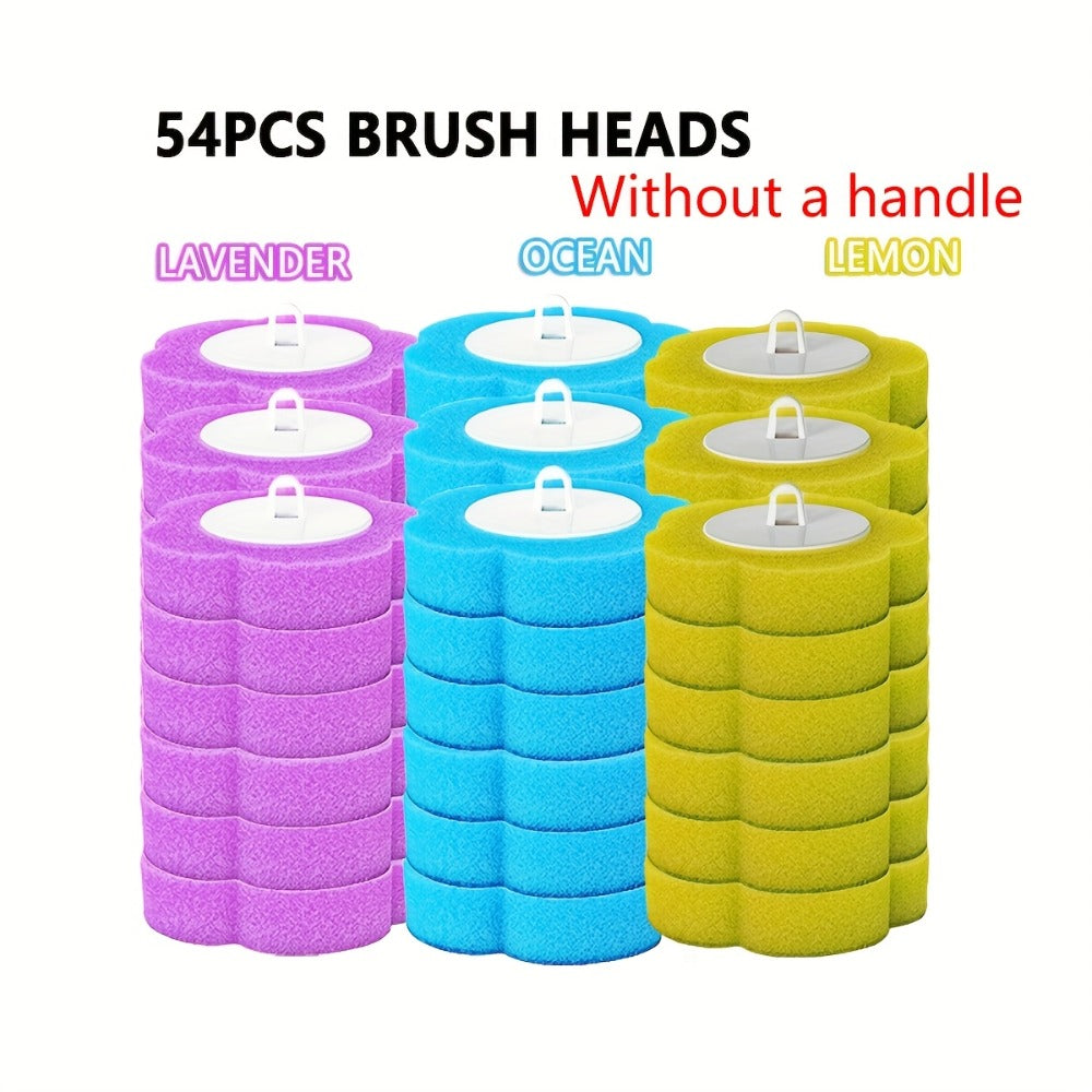 Disposable Toilet Brush Head Refills 18/36/54 Pcs | Replacement Heads for Toilet Bowl Cleaning Brush, No Dead Corner Bathroom Scrubber, Deep Clean Toilet Cleaner Accessories with Optional Handle