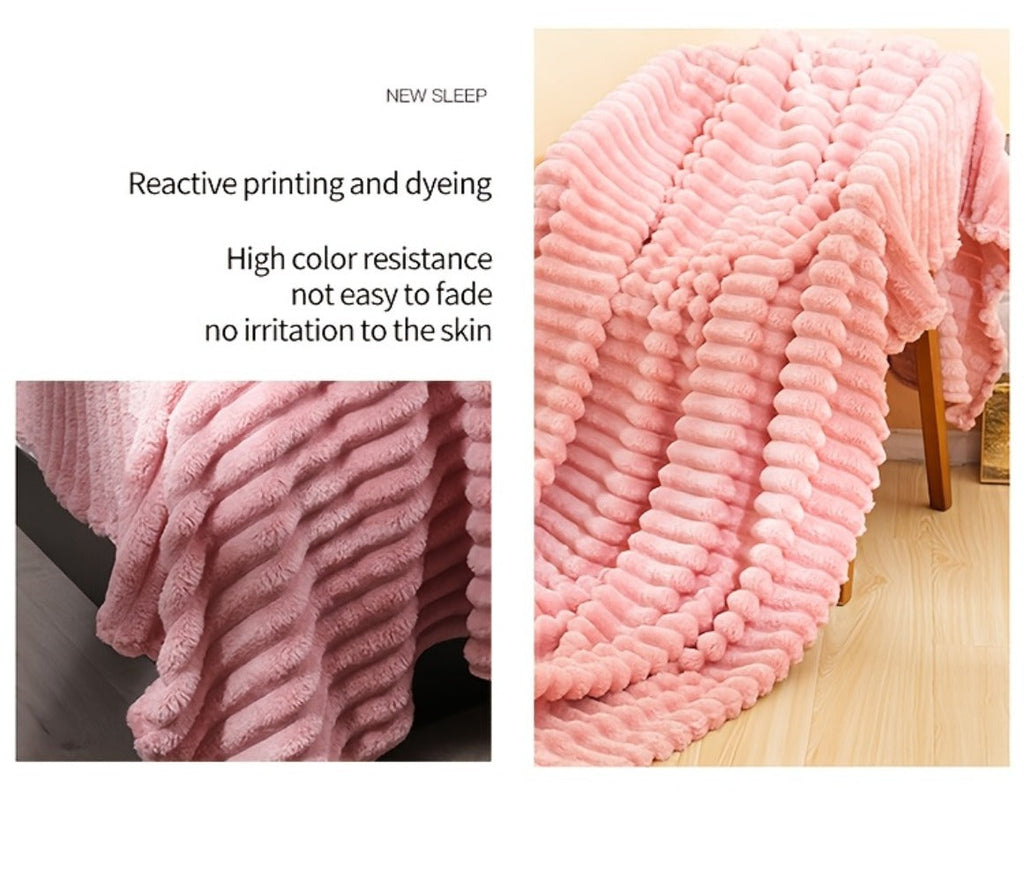 500gsm Heavy Plush Blanket ¨C Ultra Thick Soft Warm Fluffy Blanket for Bed, Sofa & Travel, Baby to Double Size, 5 Colors