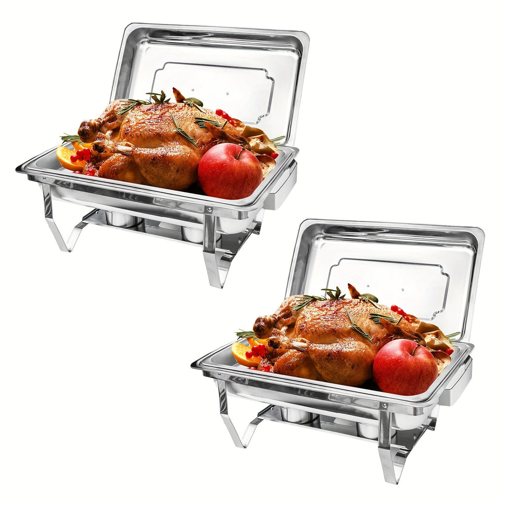 Chafing Dishes Buffet Set 9QT Stainless Steel Food Warmer Trays for Parties Hotel Christmas - 1/2/4/6/8 Pack