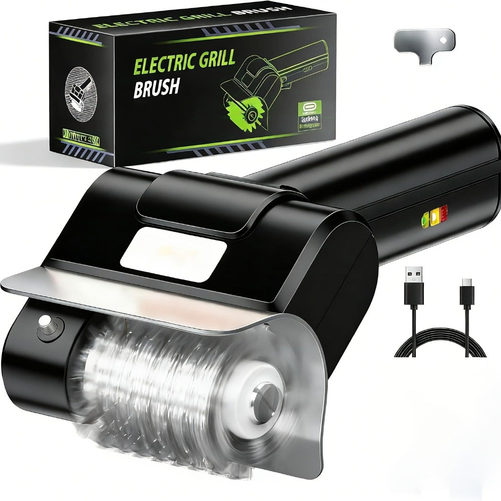 Electric BBQ Grill Brush Cordless Rechargeable Grill Cleaner with 800 RPM Rotating Head, 2000mAh Battery, 304 Stainless Steel Bristles ¨C Outdoor Grilling Tool, Father's Day Gift