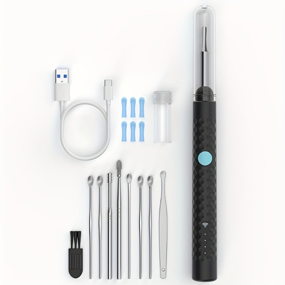 Ear Cleaning Camera Kit 1080P HD Rechargeable Lithium Battery ¨C 6 Ear Spoons, Ear Tweezers, Visual Ear Wax Removal Tool Compatible with All Smartphones for Adults Safe Home Ear Care