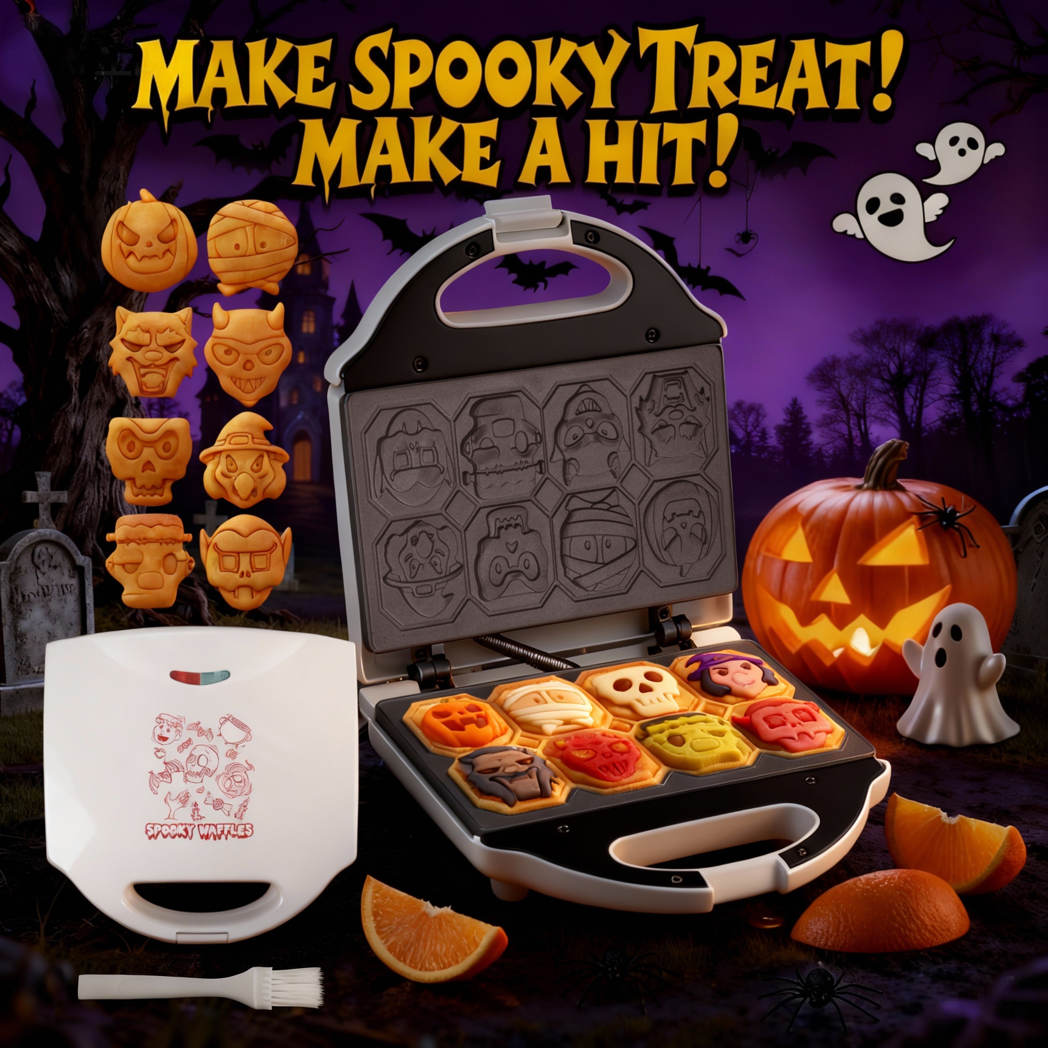 Dinosaur Waffle Maker Electric ¨C 8 Dino Shapes Non-Stick Pancake Maker for Kids | Also Available in Car & Monster Designs