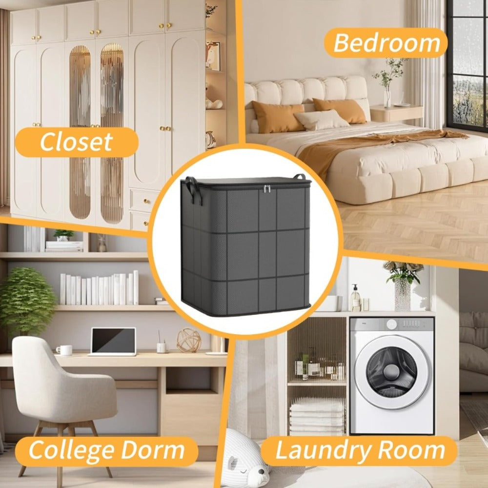 Large Clothes Storage Bags 3 Pack ¨C Collapsible Closet Organizer Bins with Reinforced Handles & Sturdy Zippers for Clothing Blankets Comforters Under Bed Storage
